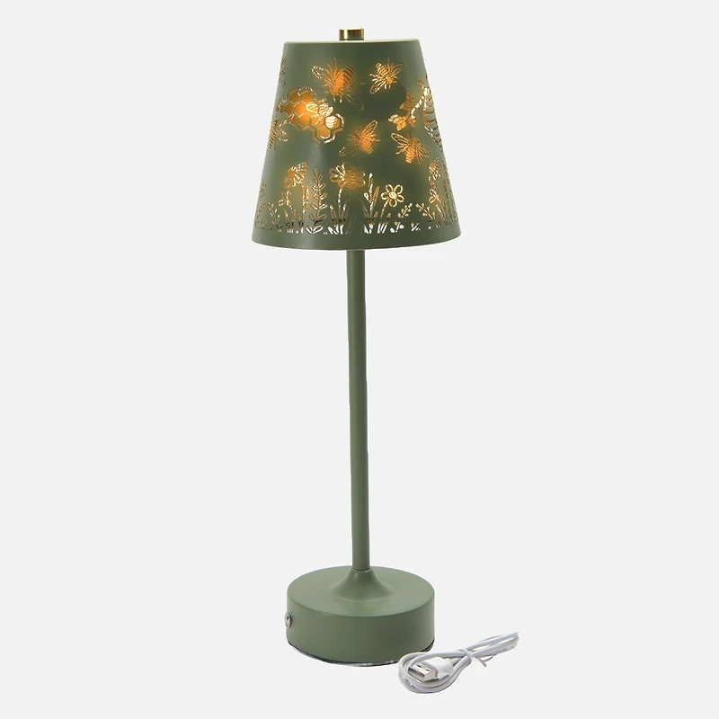 Bees in Garden LED USB Table Lamp - Green