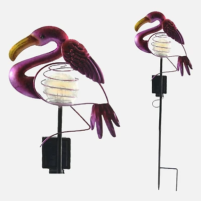 LED Solar Lamp, Purple - Flamingo