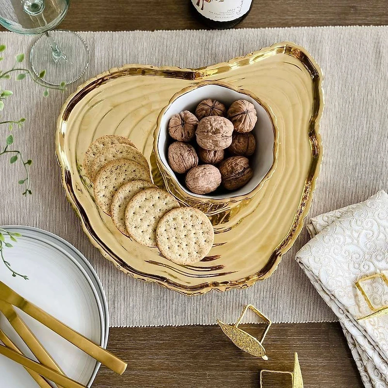 Gold Bark and Leaf Tray