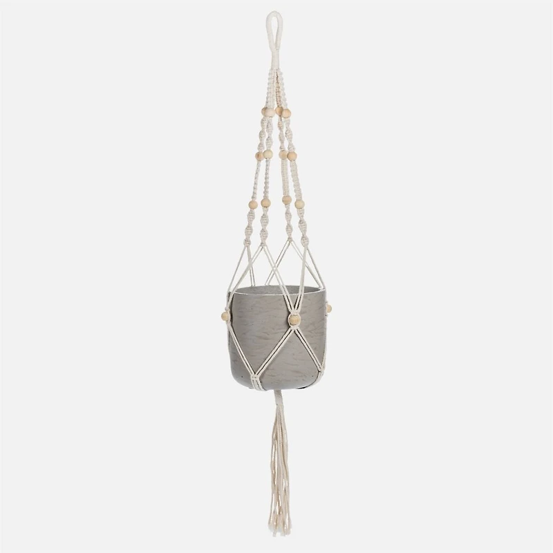 Suspension pour plante avec perles, 42 po L - Naturel