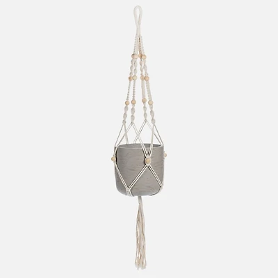 Suspension pour plante avec perles, 42 po L - Naturel