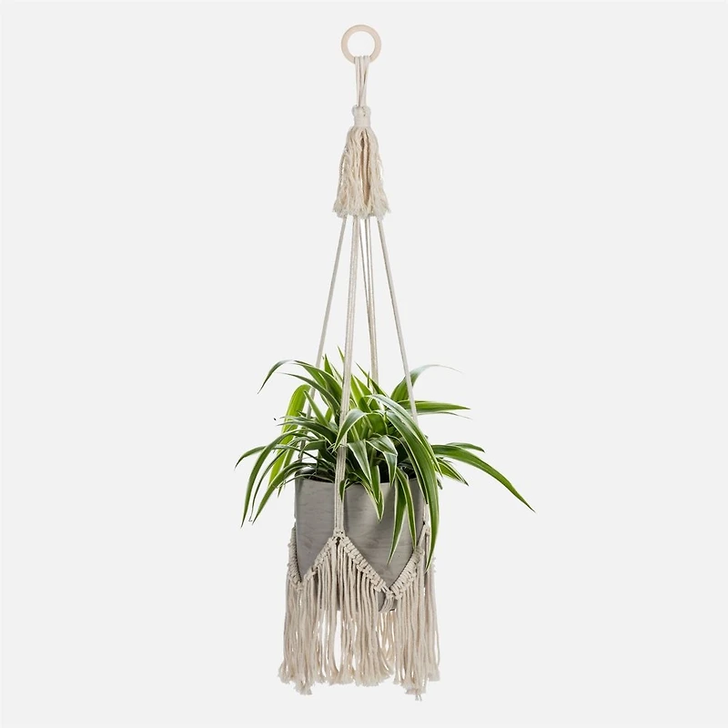 Support à plante avec franges, 40 po - Naturel