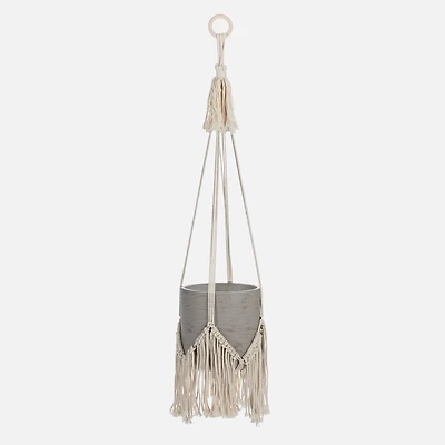 Support à plante avec franges, 40 po - Naturel