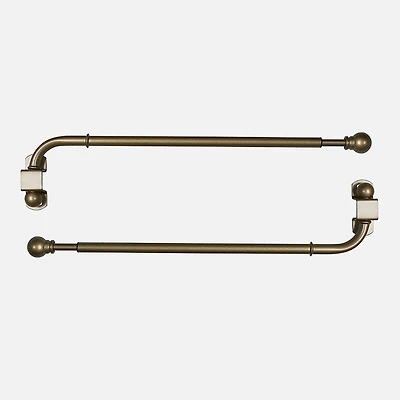 Antique Brass Swing Arm Curtain Rod Set - 24"-38