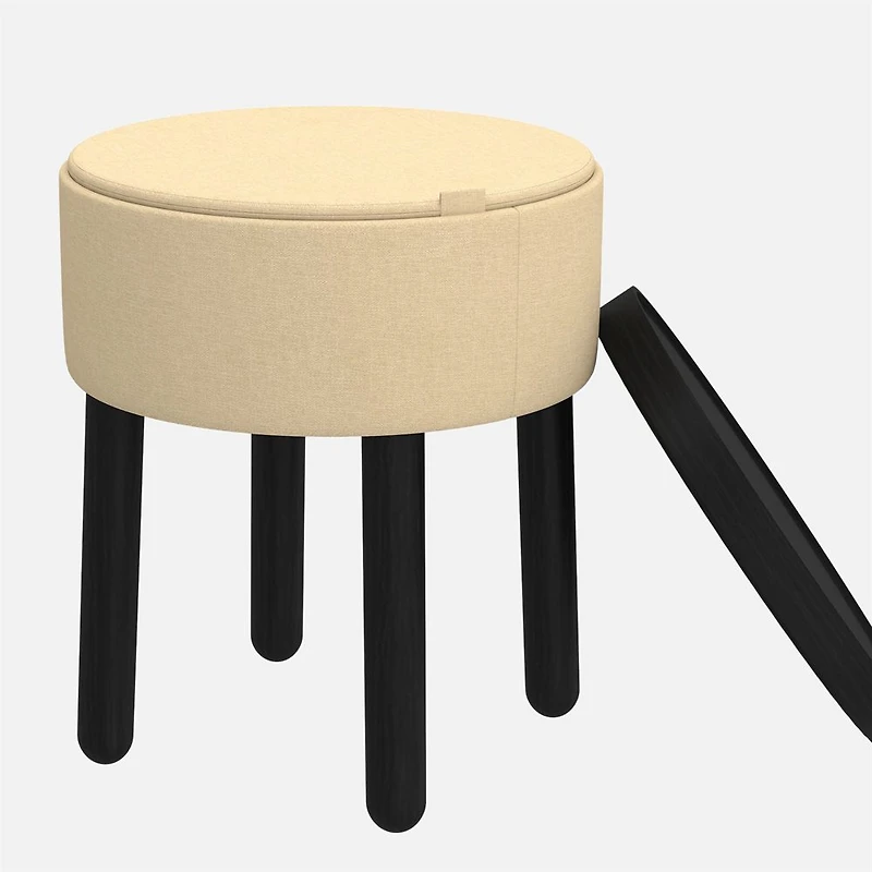 Polly Storage Ottoman - Beige/Black