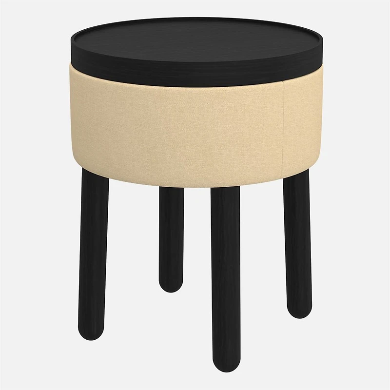 Polly Storage Ottoman - Beige/Black