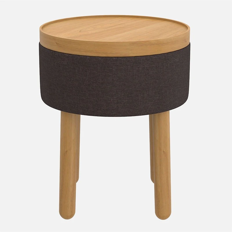 Polly Storage Ottoman  - Charcoal/Natural