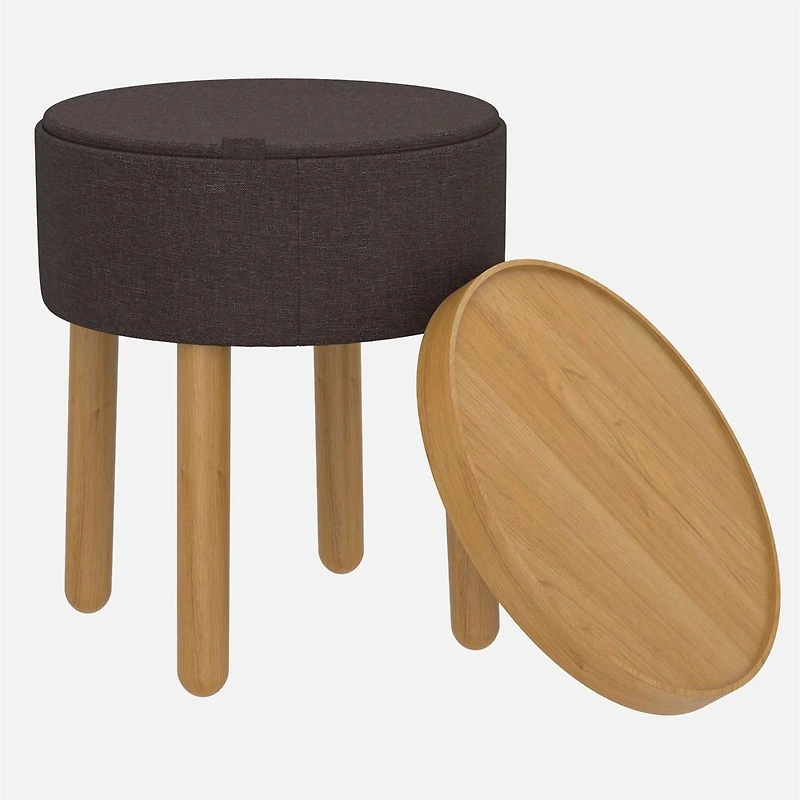 Polly Storage Ottoman  - Charcoal/Natural