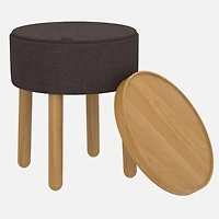 Polly Storage Ottoman  - Charcoal/Natural