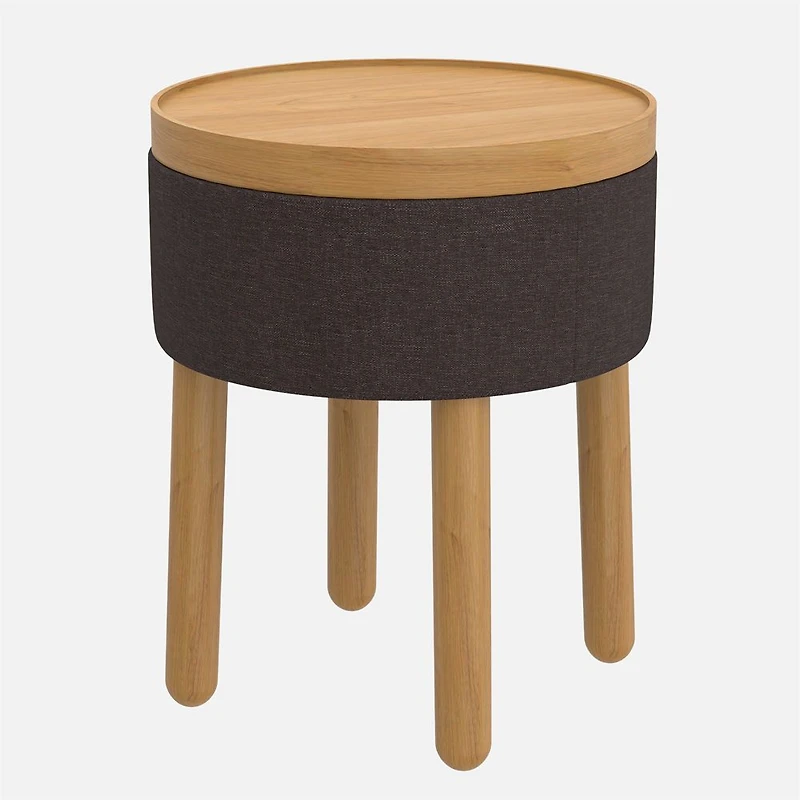 Polly Storage Ottoman  - Charcoal/Natural