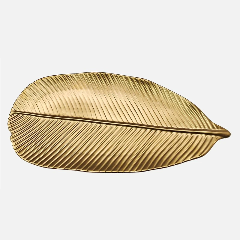 Leeber Elegance Leaf-Shaped Plate 16.25'' - Gold