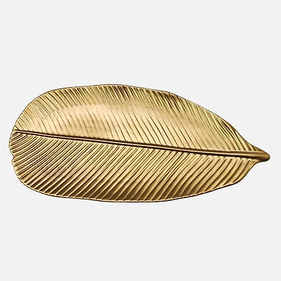 Leeber Elegance Leaf-Shaped Plate 16.25'' - Gold