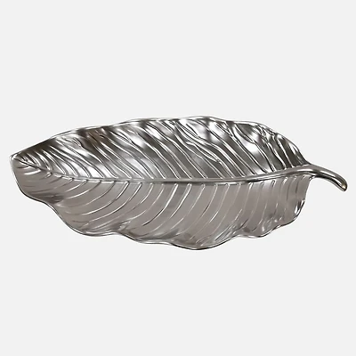 Leeber Elegance Assiette en forme de feuille, 17 po - Argent