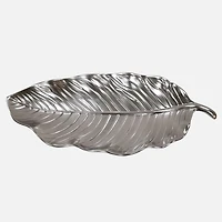 Leeber Elegance Assiette en forme de feuille, 17 po - Argent