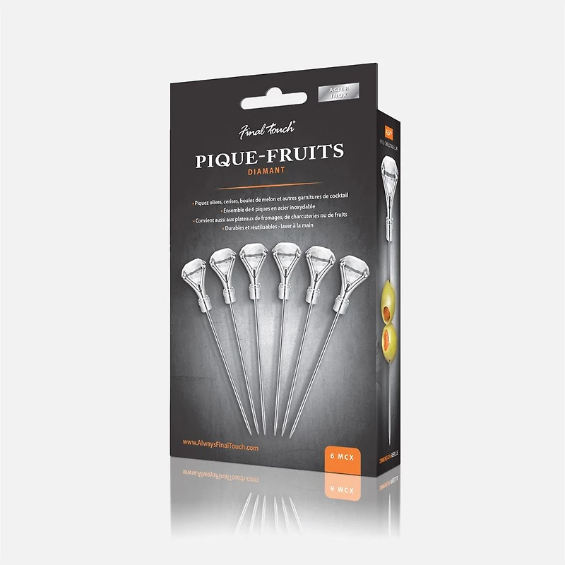 Diamond Set of 6 Clear Cocktail Picks by Final Touch