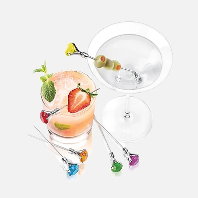 Diamond Set of 6 Multicolors Cocktail Picks by Final Touch