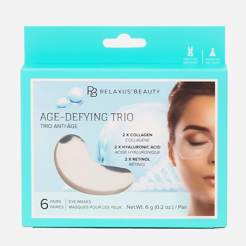 Relaxus Beauty Age-Defying Trio Hydrogel Eye Masks, 6 pairs