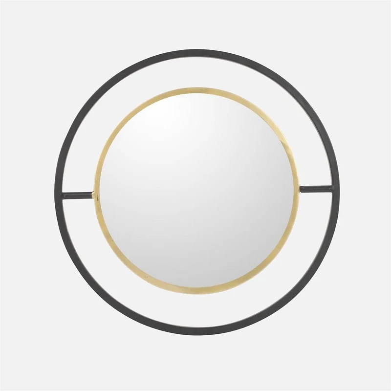 Round with gold trim Mirror - Black/Gold