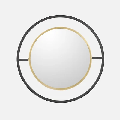 Round with gold trim Mirror - Black/Gold