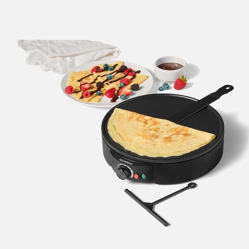 Ricardo Electric Crepe Maker Non-Stick Surface, 12” 
