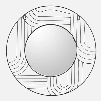 Round with Black Modern Trim Mirror