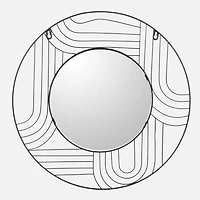 Round with Black Modern Trim Mirror