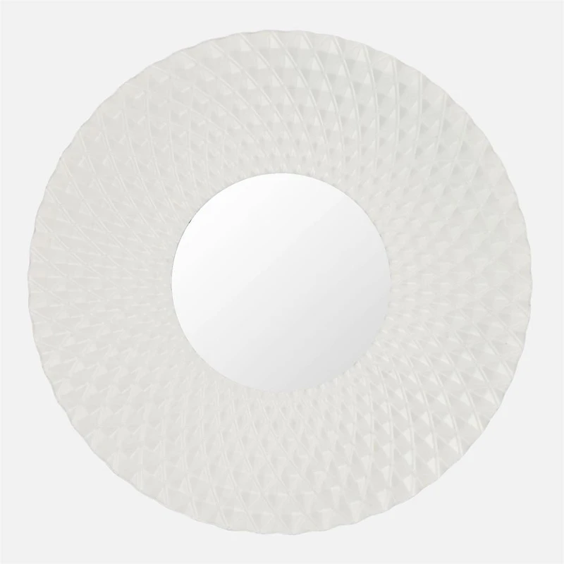 Miroir rond en métal - Blanc