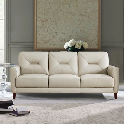 Mavis Leather Sofa - Vanilla