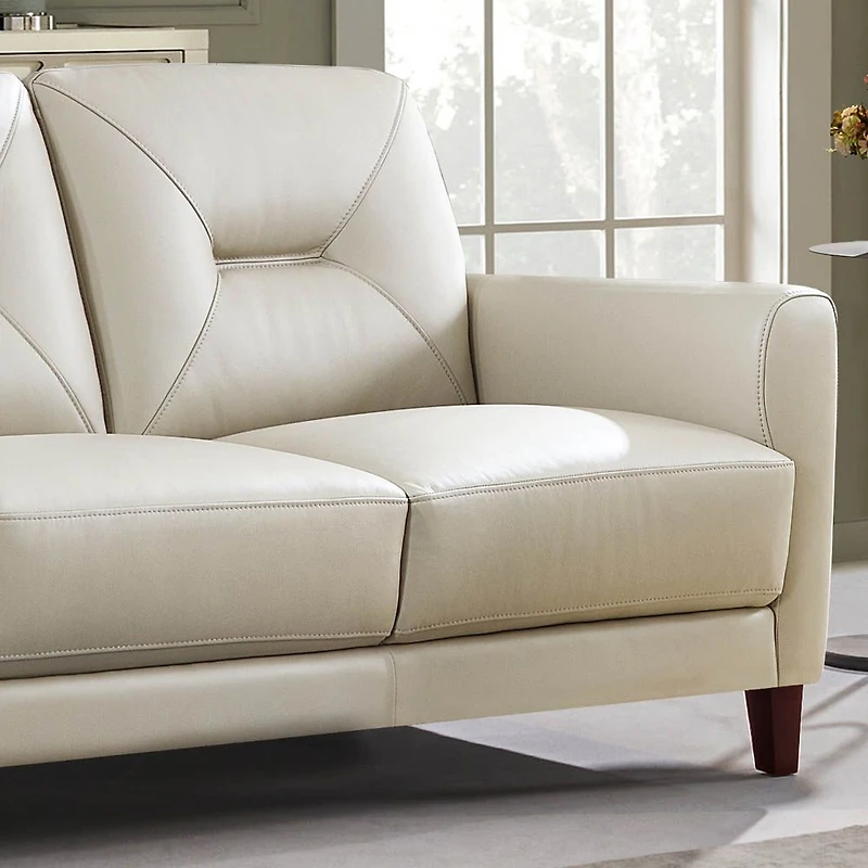 Mavis Leather Sofa - Vanilla