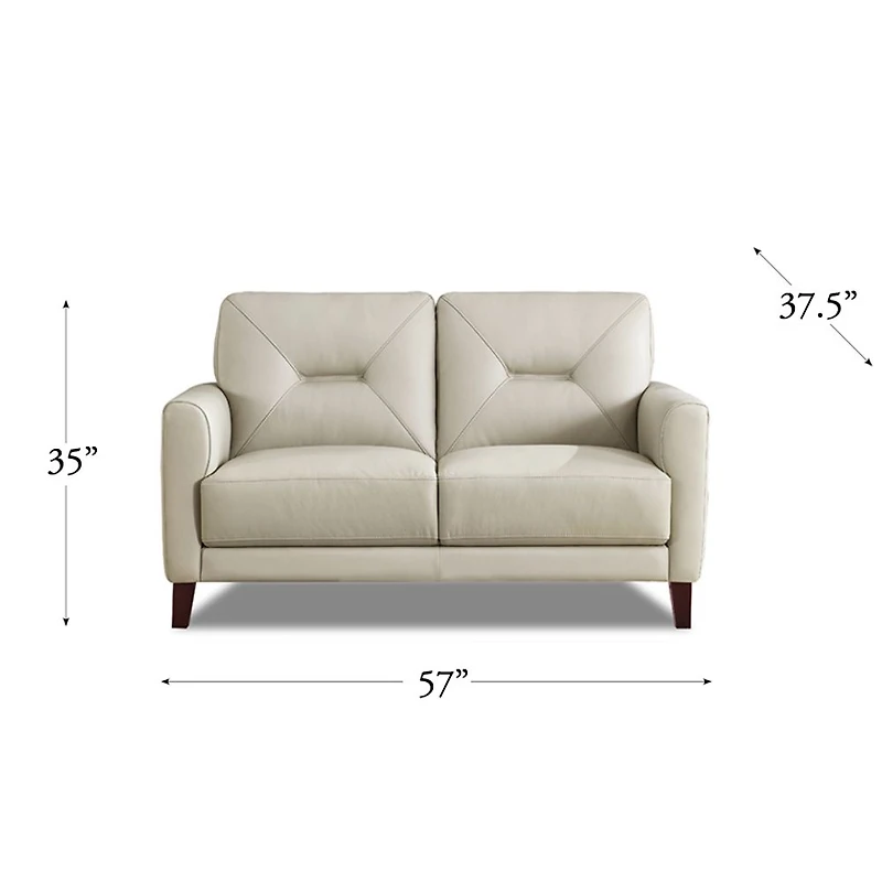 Mavis Leather Loveseat - Vanilla
