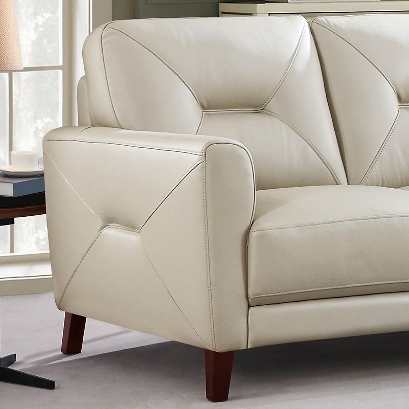 Mavis Leather Loveseat - Vanilla