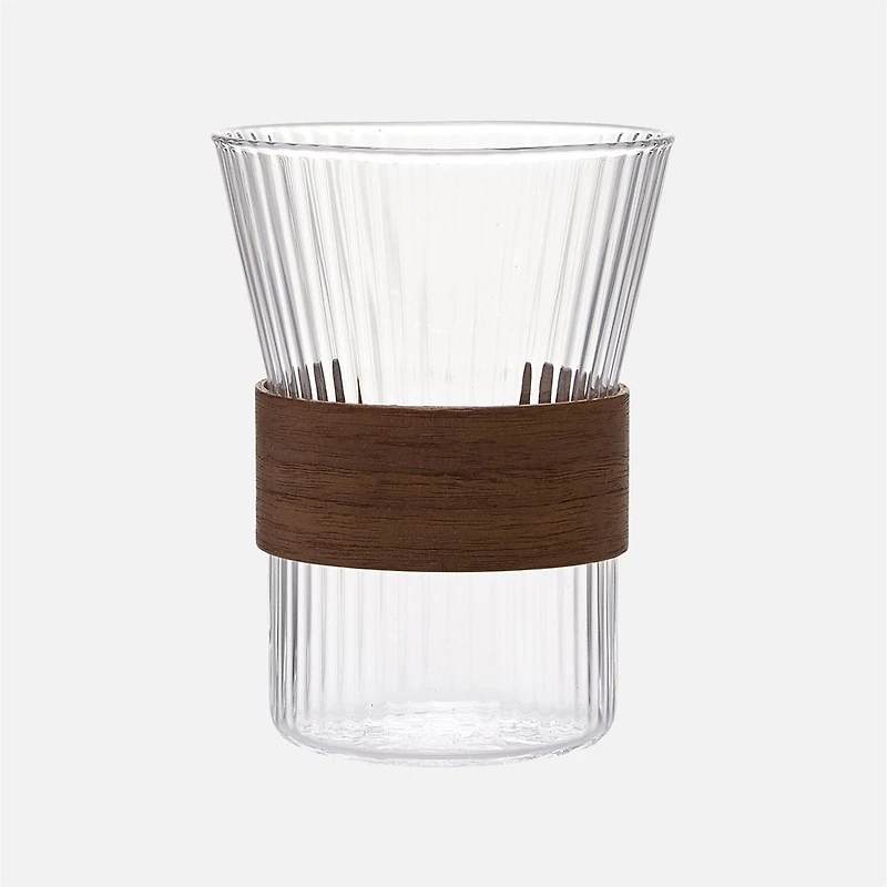 S&Co Luma Verres avec accent en bois, ensemble de 4