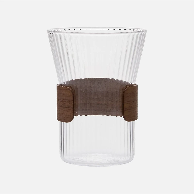 S&Co Luma Verres avec accent en bois, ensemble de 4