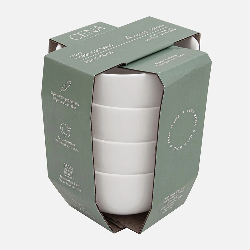 S&Co Oslo Opal Glass bols à collation, Ensemble de 4 