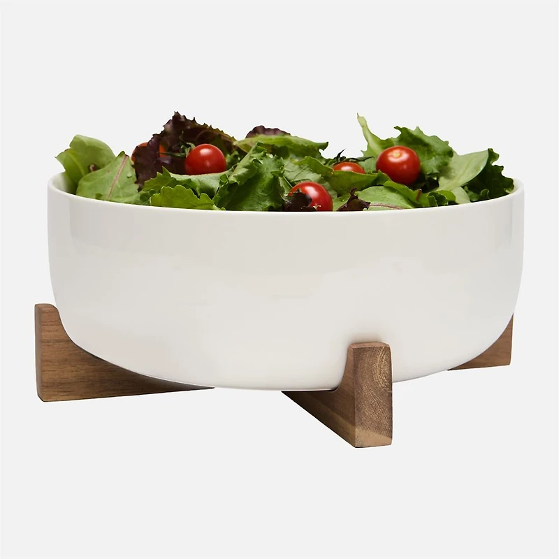 S&Co Soho Salad Serving Bowl with Wood Base