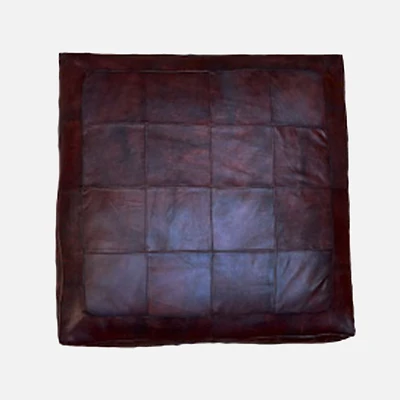 Safi Leather Ottoman - Brown