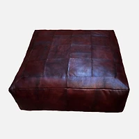 Safi Leather Ottoman - Brown