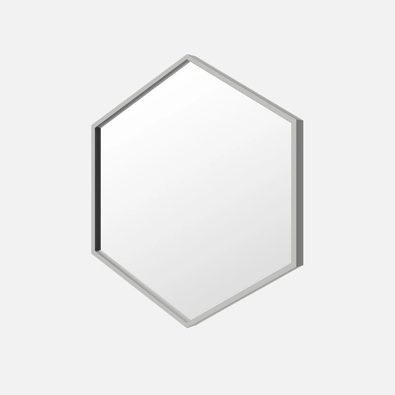 Sarti Hexagon Metal Frame Mirror, 28" - Silver