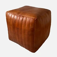 Sasha Leather Ottoman - Light Camel