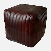 Sasha Leather Ottoman - Brown