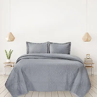 Satin Floral Quilt Set