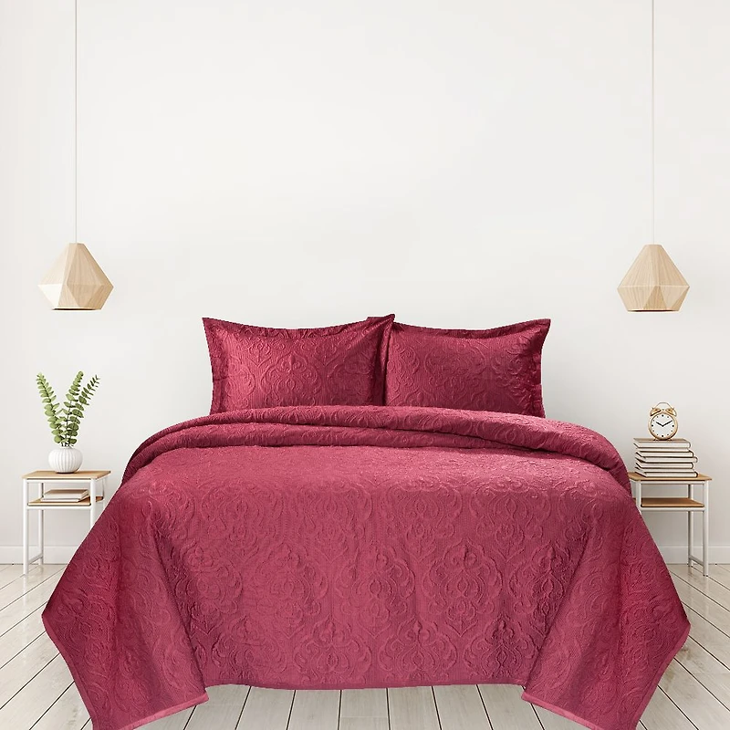 Satin Floral Quilt Set