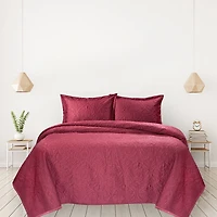 Satin Floral Quilt Set