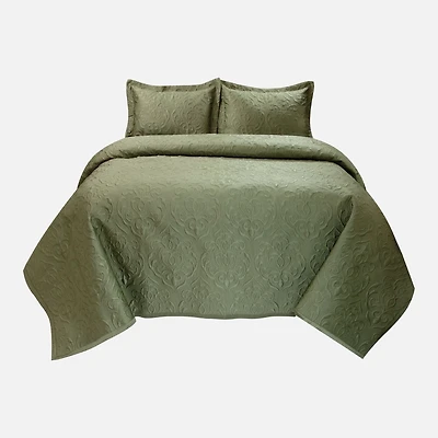 Satin Floral Quilt Set