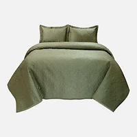 Satin Floral Quilt Set