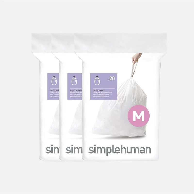 Doublures pour poubelle sur mesure - Blanc, Code M, 3 paquets de20