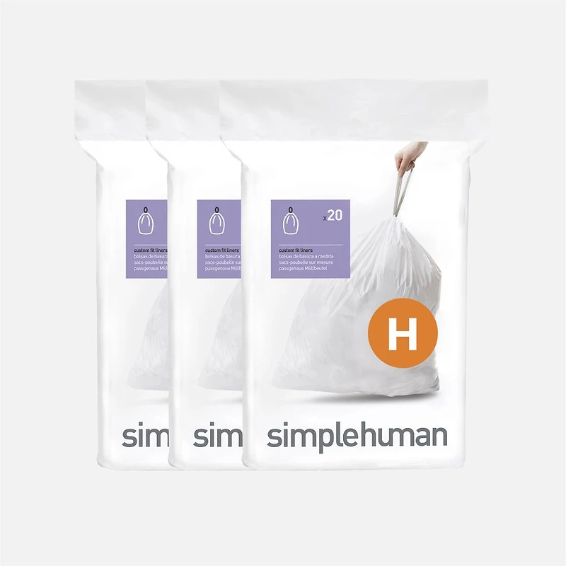 Doublures pour poubelle sur mesure - Blanc, Grandeur H, 3 Paquets de 20