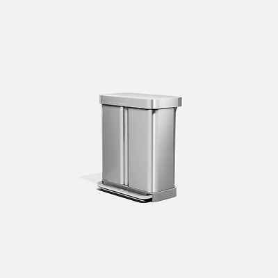 Recycler Rectangular Step Can, Brushed Stainless Steel, 58L 