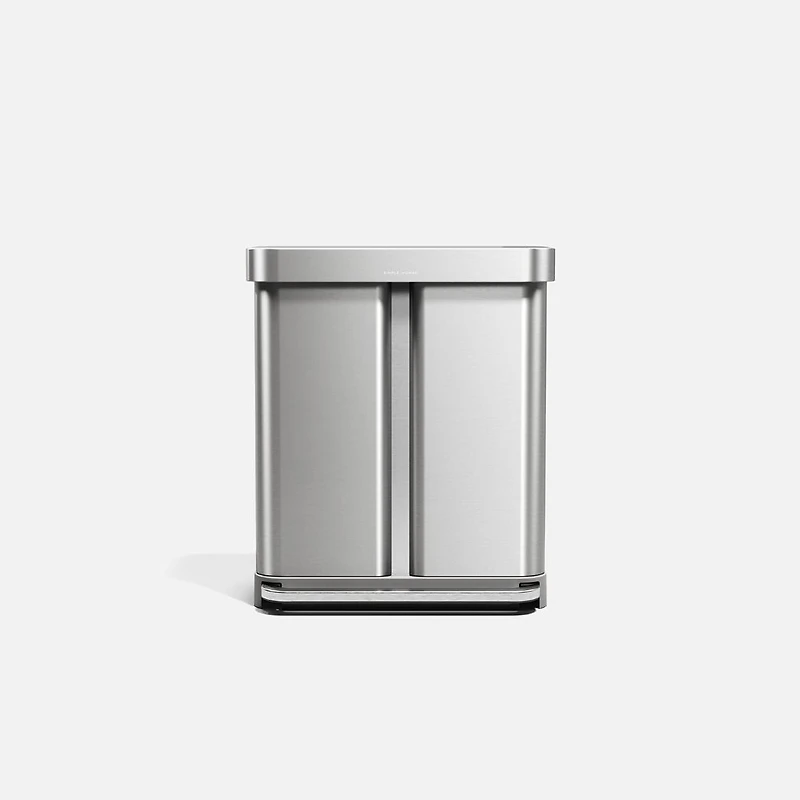 Recycler Rectangular Step Can, Brushed Stainless Steel, 58L 