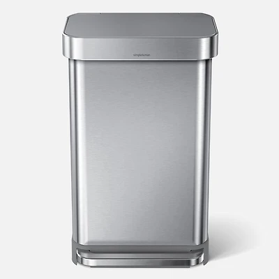 simplehuman 45L Rectangular Step Can with Liner Pocked, Brushed Stainless Steel
